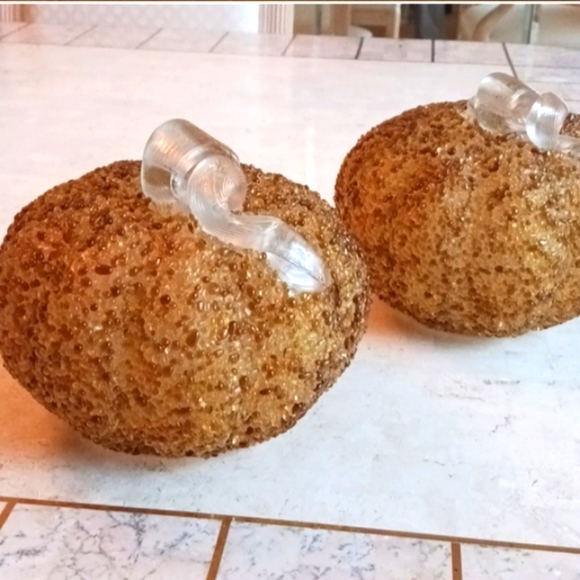 Valeri Parhill/Qvc Other - Pumpkins/ glass beaded "amber" set of 2 new,Fall/Halloween decor ,illuminating